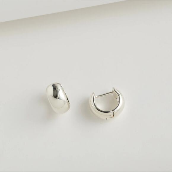NEW Madewell Demi-Fine Chunky Hoop 925 Sterling Silver Hoop Earrings - Picture 3 of 9